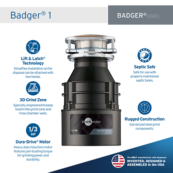 Badger 1 Garbage Disposal (1/3 HP) | InSinkErator